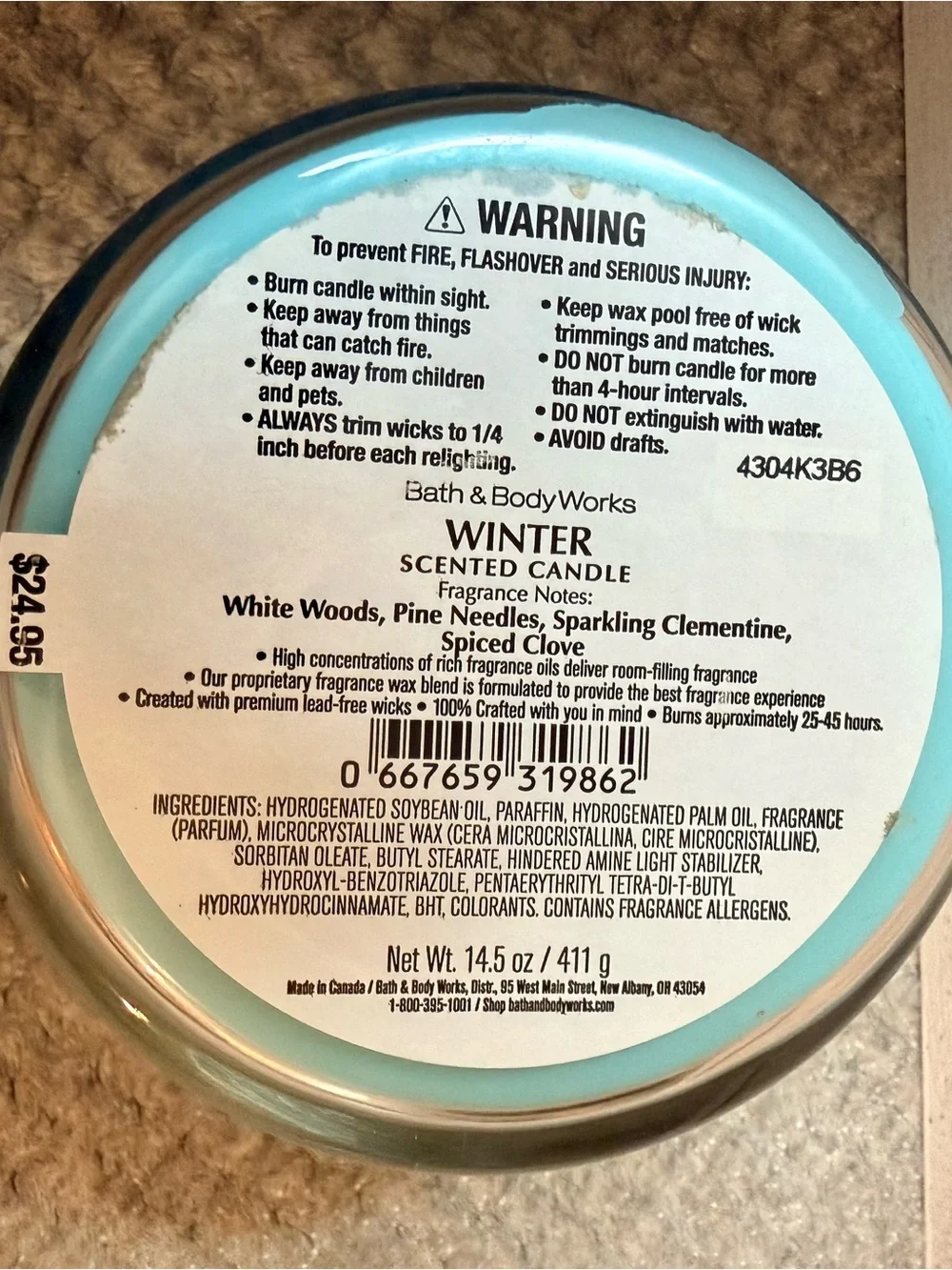 Bath & Body Works Winter Candle - White, Light Blue, Teal, Navy